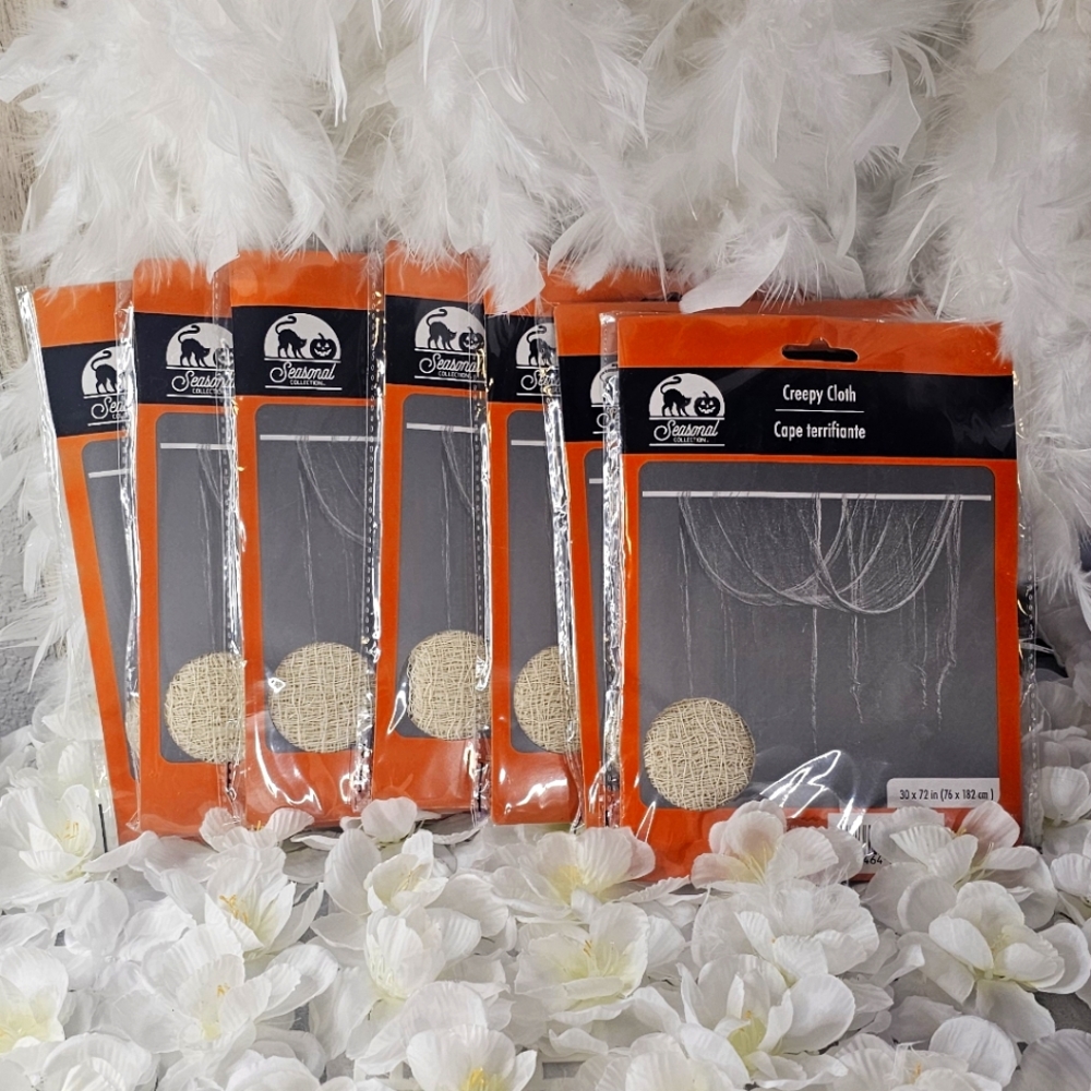 Seasonal Collection White 30" x 72" Creepy Cloth Decoration (7 pkgs)